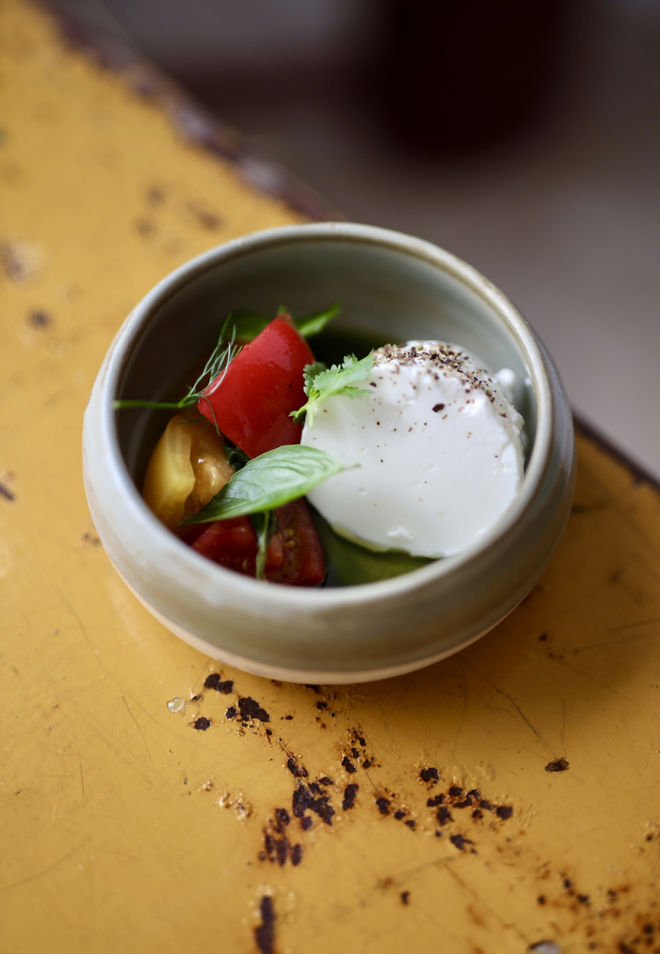 Молодой сыр из простокваши, кислые томаты, масло из листьев чёрной смородины.jpeg